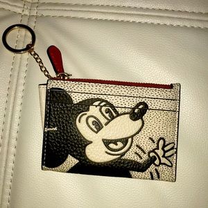 Coach Kieth Herring X Mickey collab credit card key chain with zipper